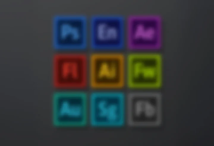 Abstract blurred grid of colorful squares symbolizing the fading era of creative software.