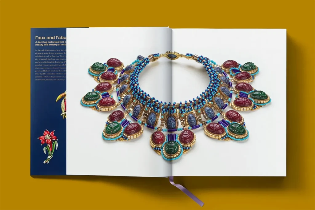 Interior spread from “Costume Jewelry” featuring an ornate statement necklace.
© Taschen Verlag